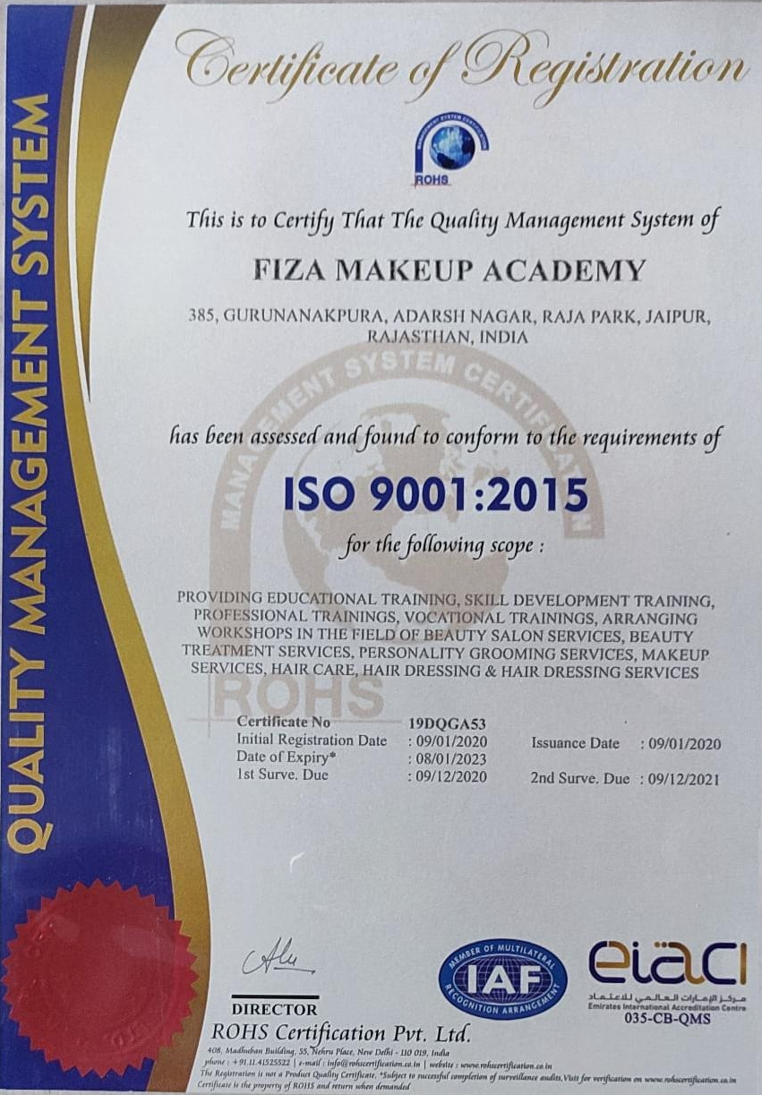 ISO  Certificate Makeup